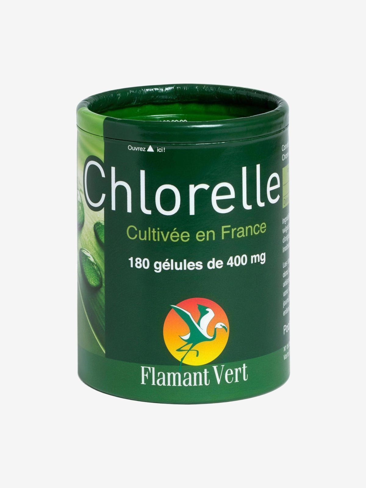Chlorelle 180 gélules de 400 mg Flamant Vert - Herboristerie de Paris