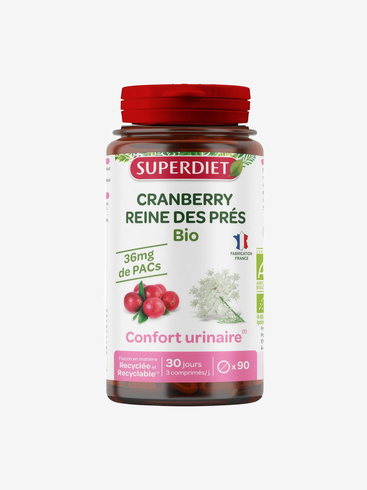 Cranberry Reine des prés bio 90 comprimés Super Diet - Herboristerie de Paris