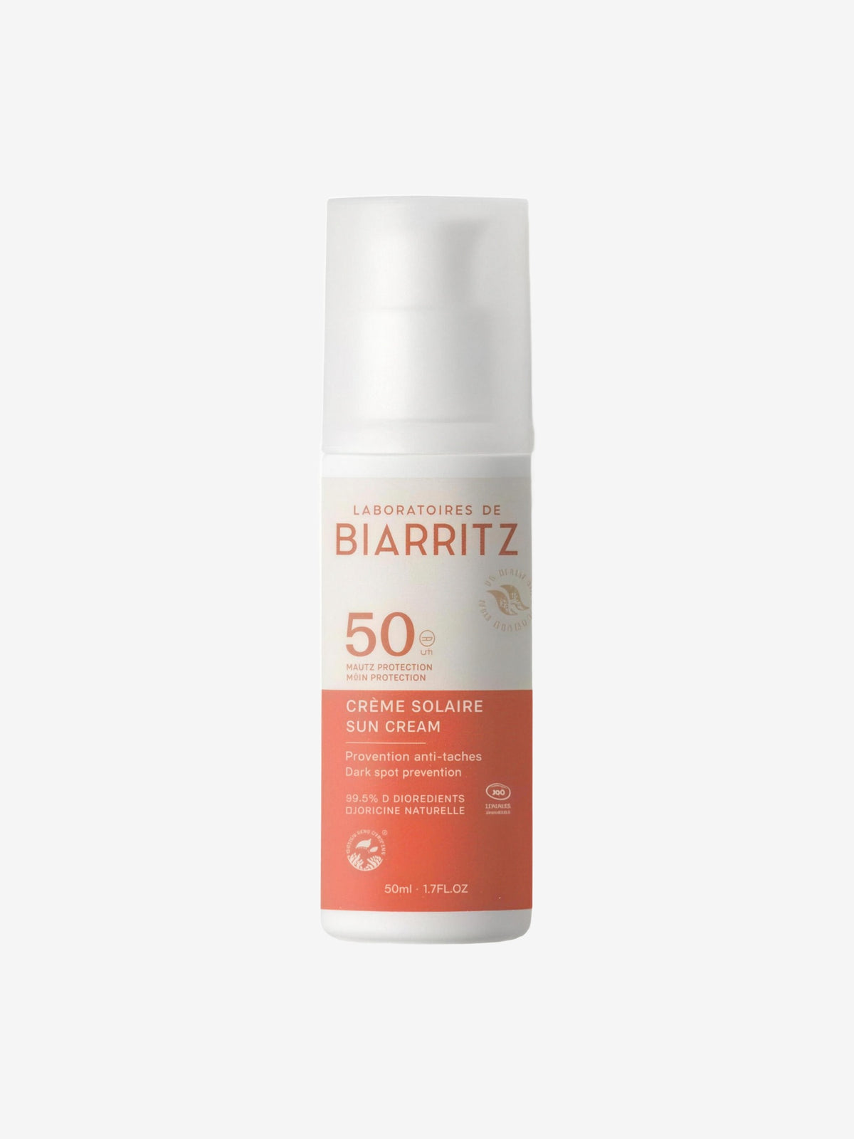 Crème Solaire visage SPF50 50ml Laboratoires De Biarritz - Herboristerie de Paris