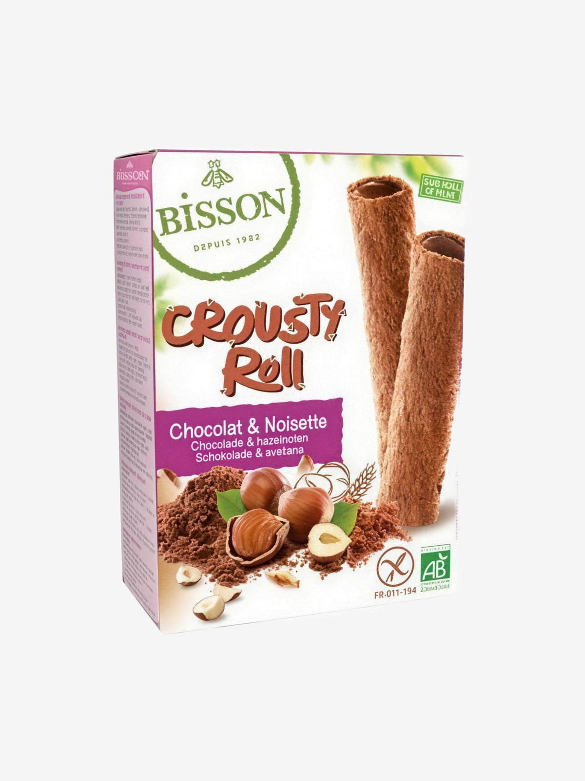 Crousty Roll Biscuits fourrés Cacao et Noisette 125g Bisson - Herboristerie de Paris
