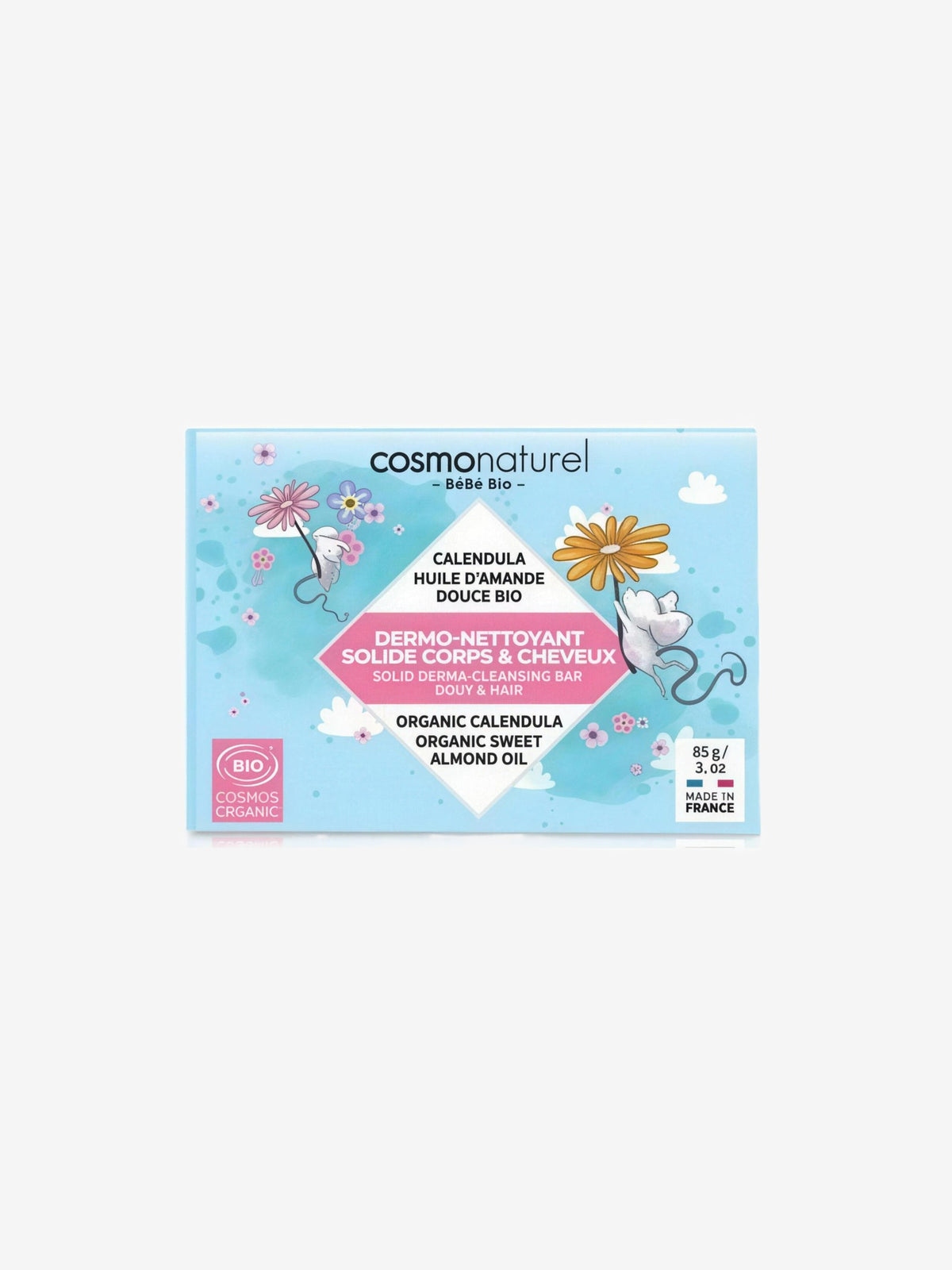 Dermo nettoyant solide corps et cheveux bébé 85g Cosmo Naturel - Herboristerie de Paris