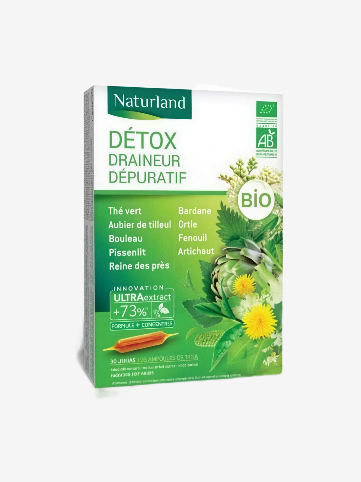 Detox Draineur Dépuratif Bio 20 ampoules de 10ml Naturland - Herboristerie de Paris