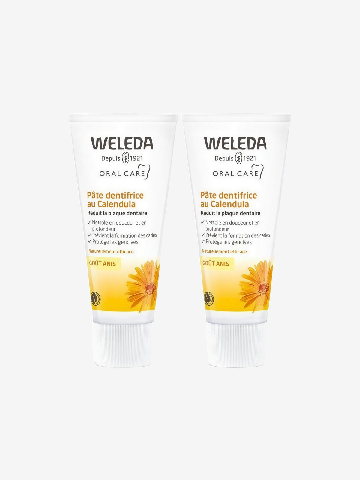 Duo Pâte dentifrice au Calendula goût anis 75ml x2 Weleda - Herboristerie de Paris
