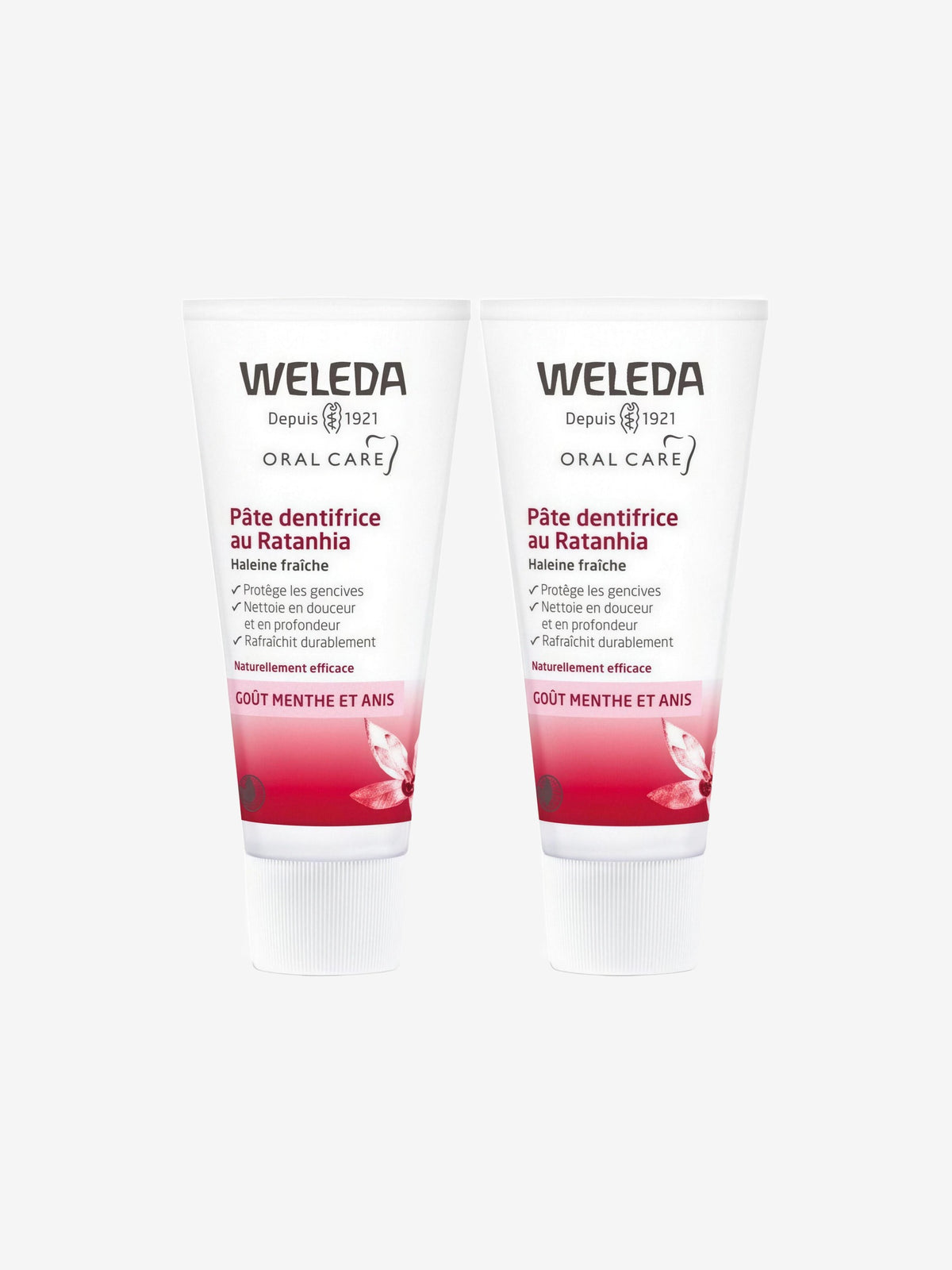 Duo Pâte dentifrice au Ratanhia 2x75ml Weleda - Herboristerie de Paris