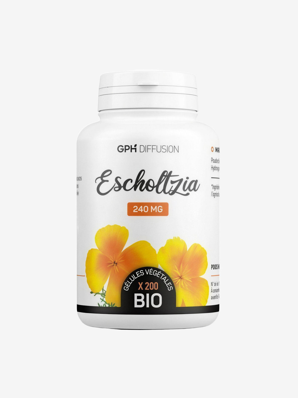 Escholtzia partie aérienne bio 240 MG 200 gélules GPH Diffusion - Herboristerie de Paris