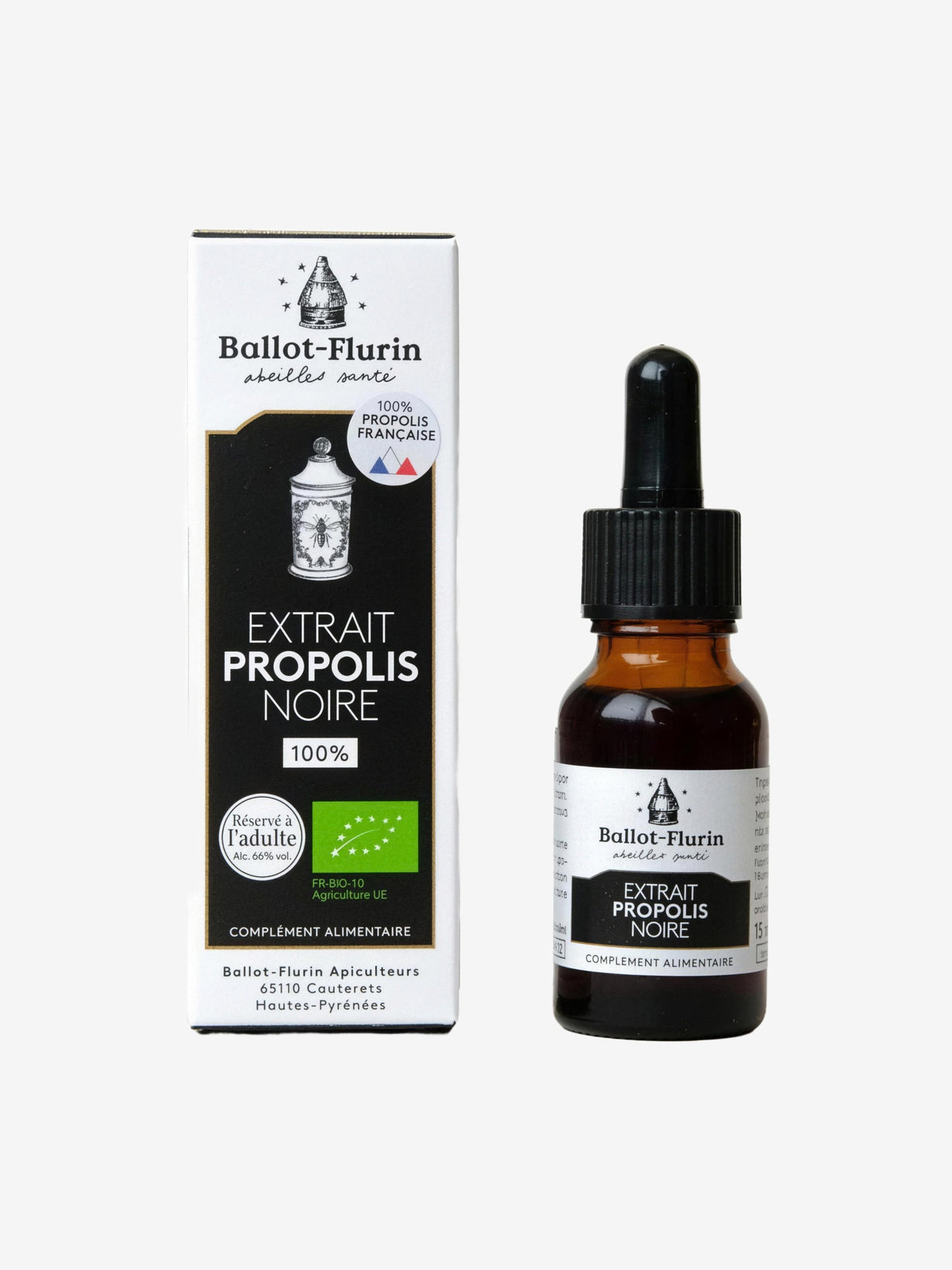 Extrait de Propolis Noire française 100% flacon gouttes 15ml Ballot Flurin - Herboristerie de Paris