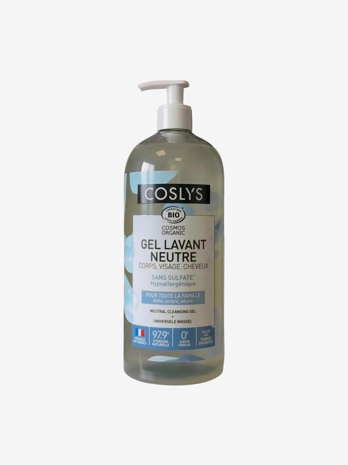Gel lavant neutre corps visage cheveux 1 litre Coslys - Herboristerie de Paris