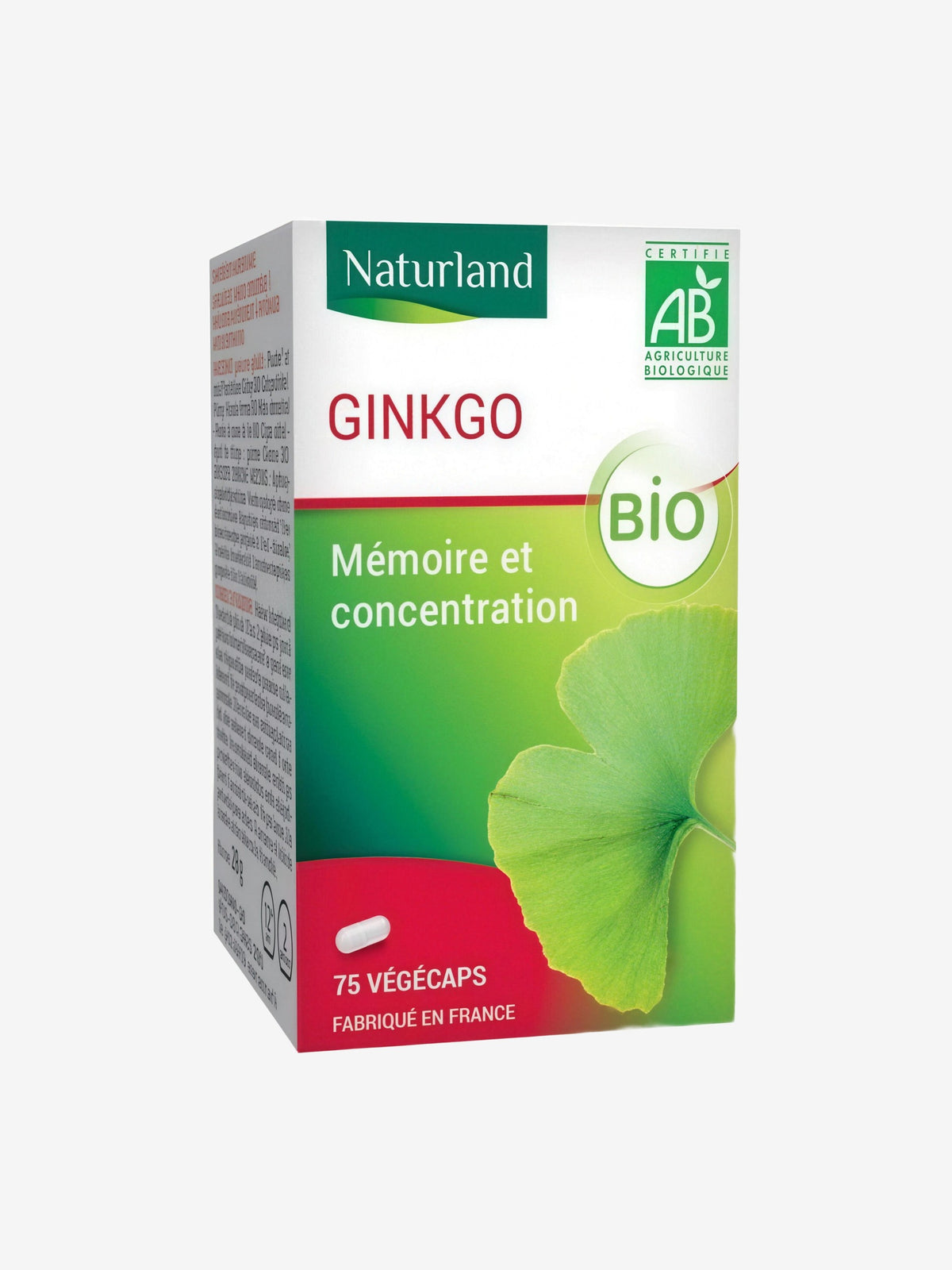 Ginkgo Biloba bio 75 Gélules Végécaps Naturland - Herboristerie de Paris