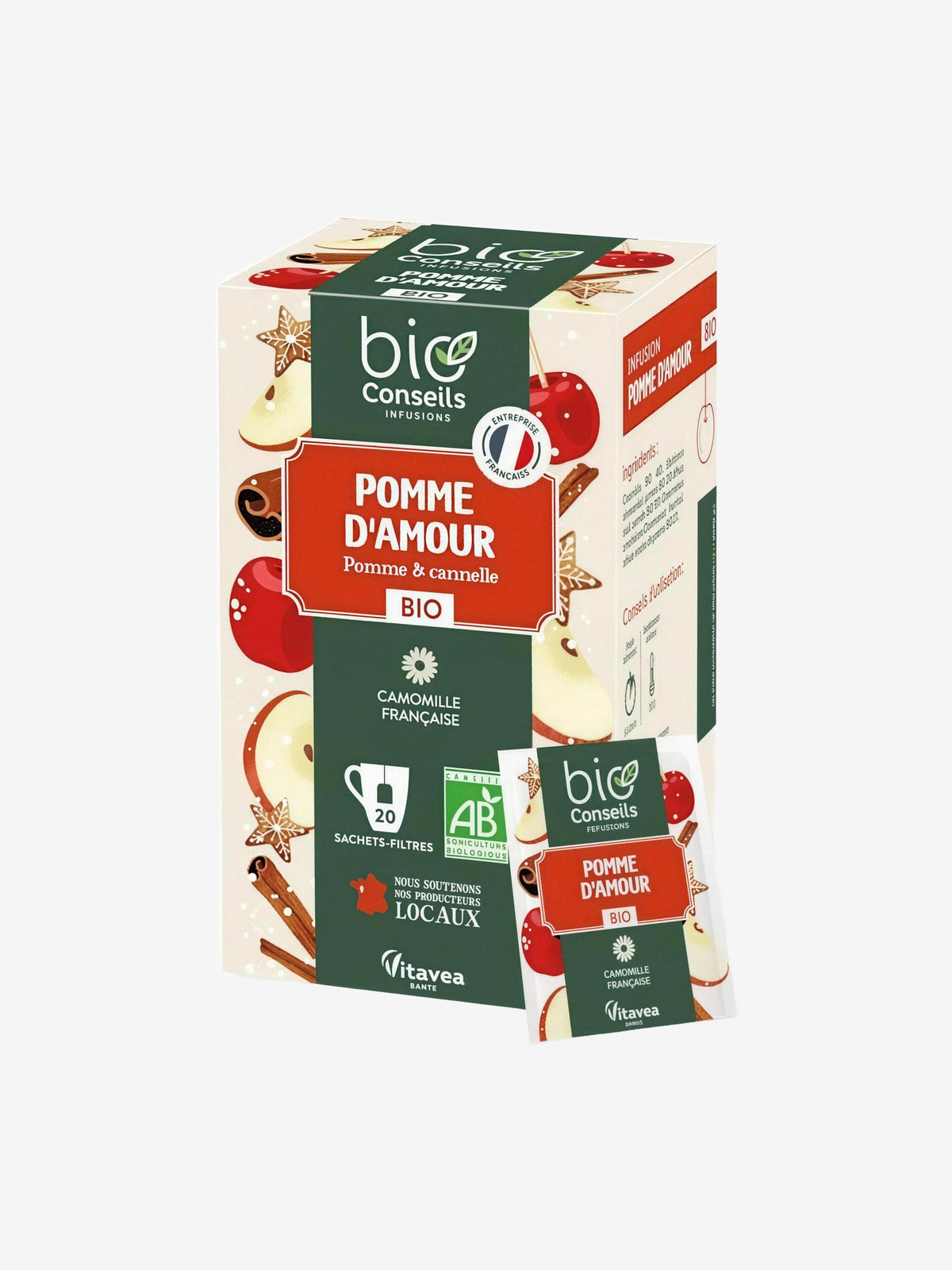 Infusion Pomme d'Amour Bio camomille matricaire 20 sachets Bio Conseils - Herboristerie de Paris