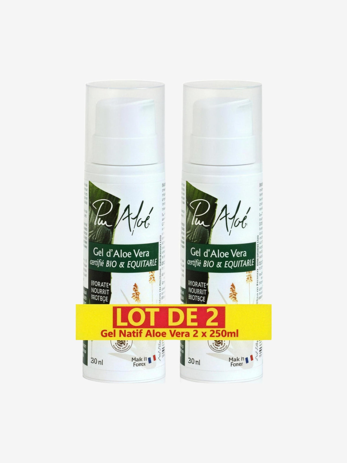 Lot de 2 Gel natif Aloe Vera tube airless 2 x 250ml Puraloe - Herboristerie de Paris