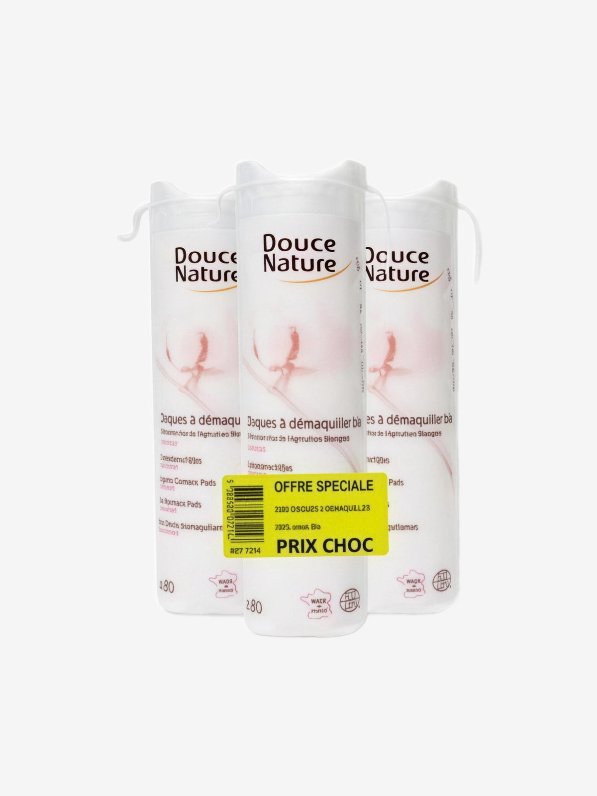 Lot de 3 x 80 disques à démaquiller coton bio Douce Nature - Herboristerie de Paris