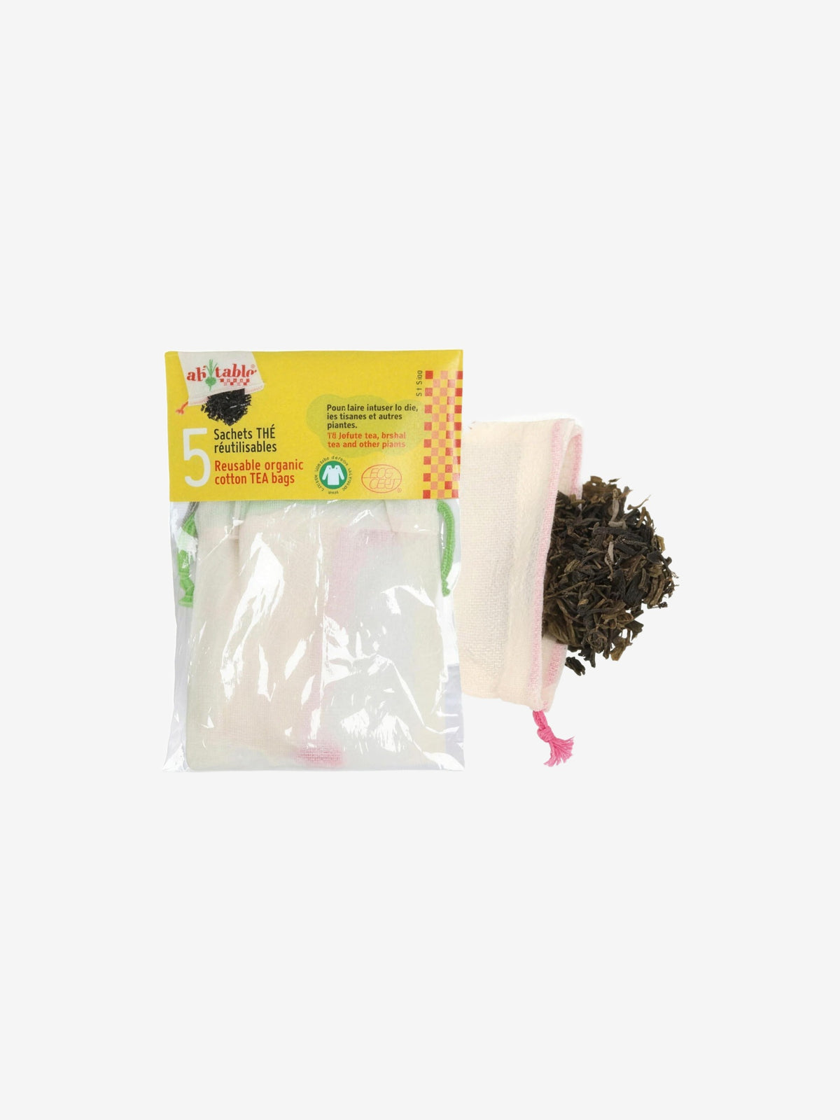 Lot de 5 Sachets thé réutilisables Ah table! - Herboristerie de Paris