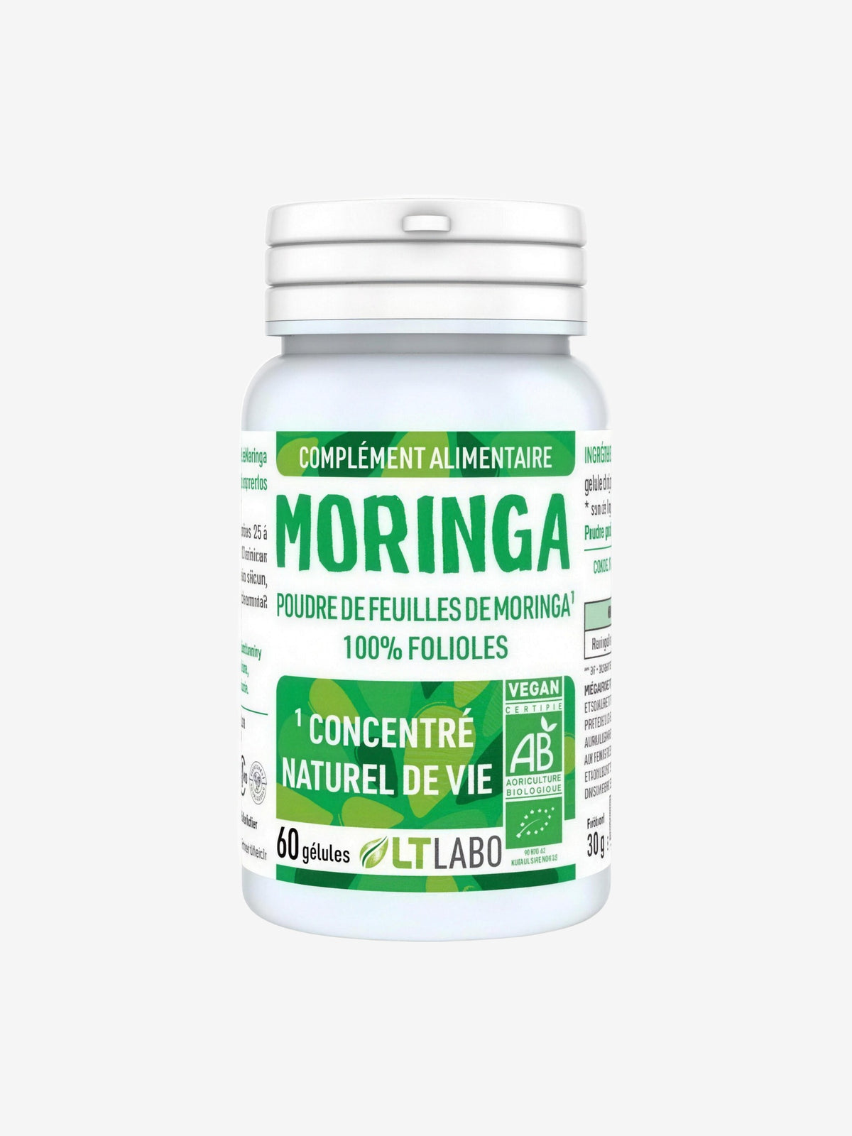 Moringa folioles BIO 60 gelules LT Labo - Herboristerie de Paris