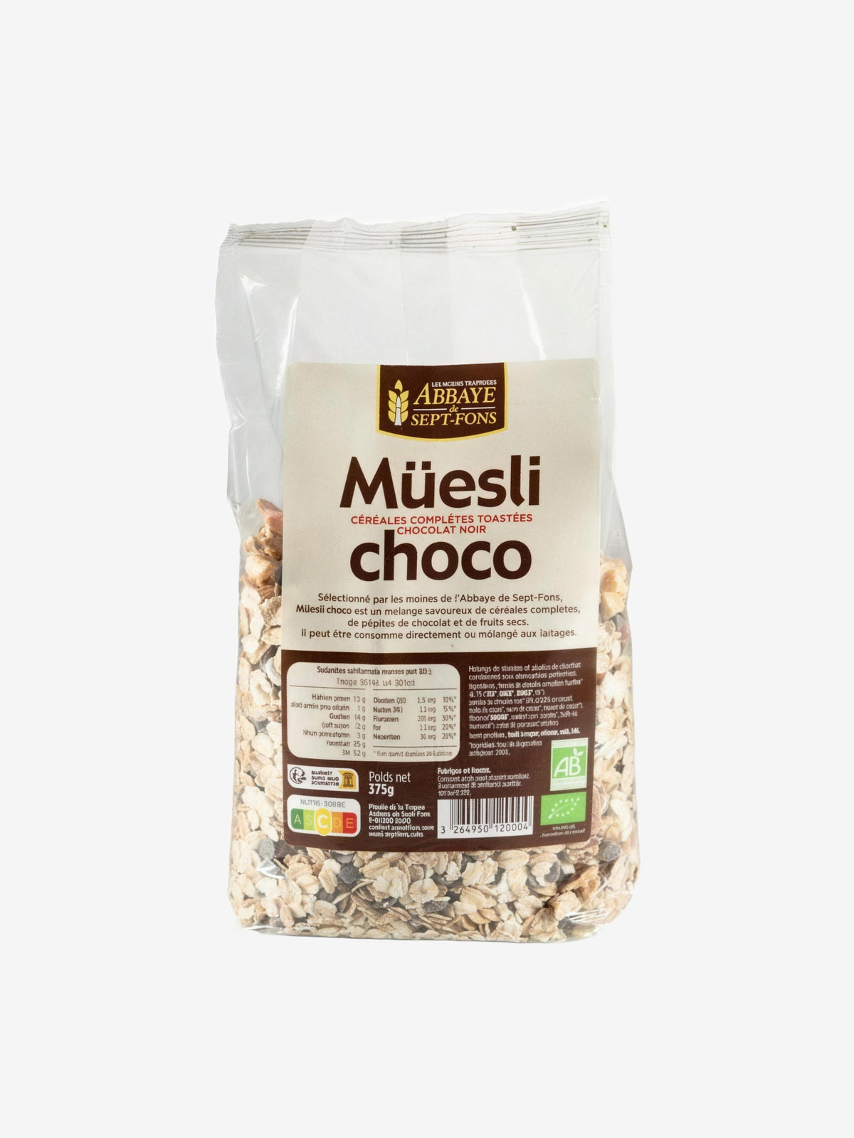 Muesli aux pépites de Chocolat 375g Abbaye de Sept Fons - Herboristerie de Paris