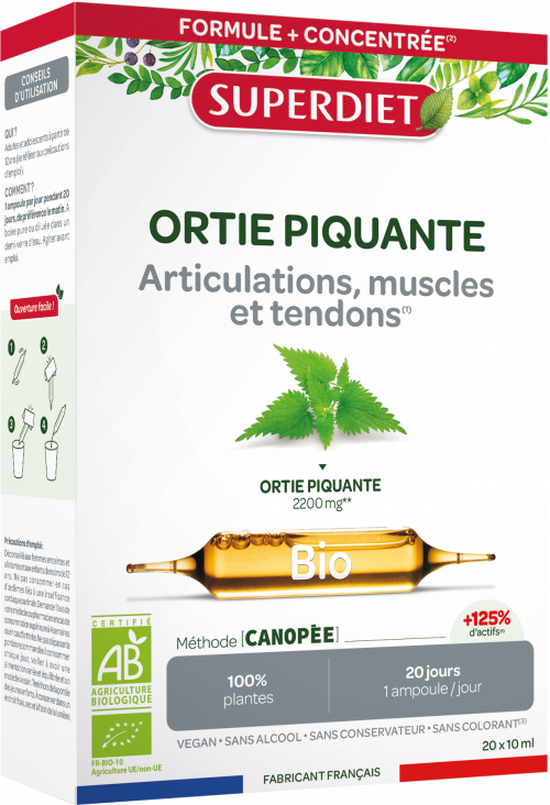Ortie Piquante Bio 20 ampoules de 10ml Super Diet - Herboristerie de Paris