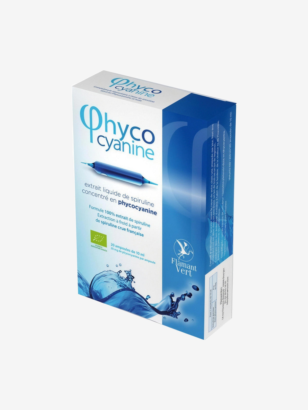 Phycocyanine 20 ampoules buvables de 10 ml Flamant vert - Herboristerie de Paris