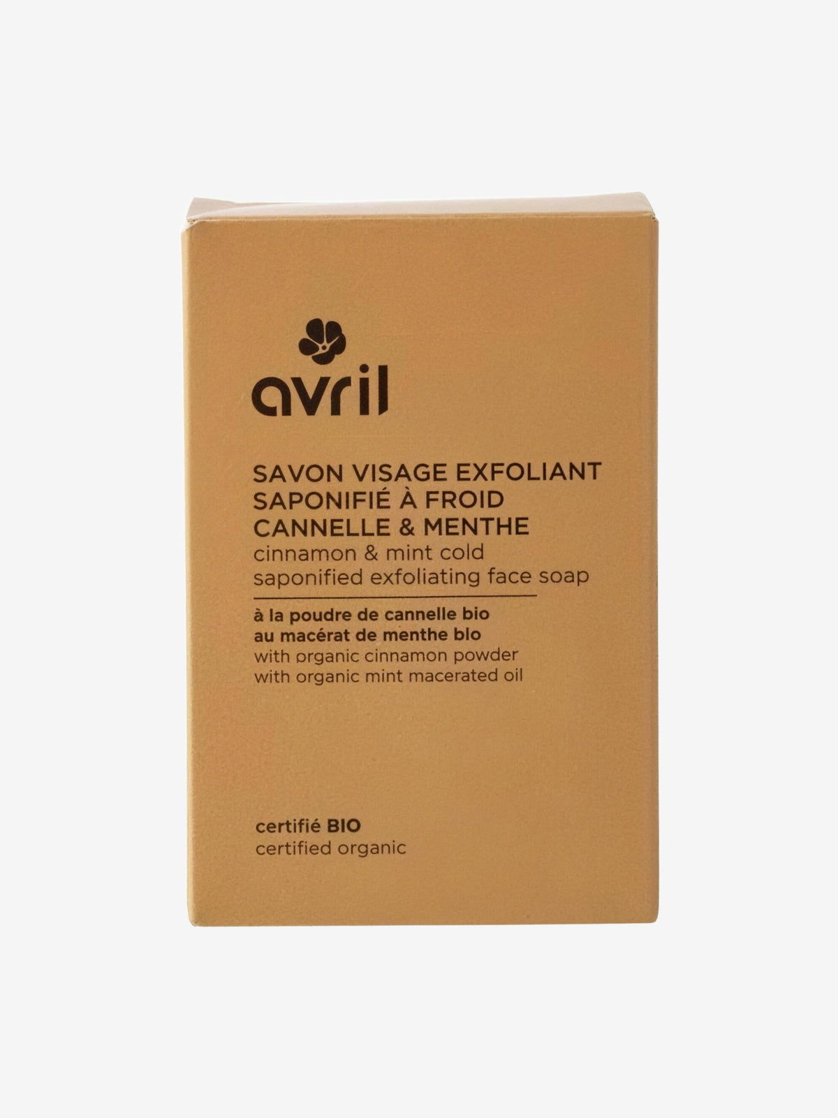 Savon à froid exfoliant visage et corps Cannelle Menthe 100g Avril - Herboristerie de Paris