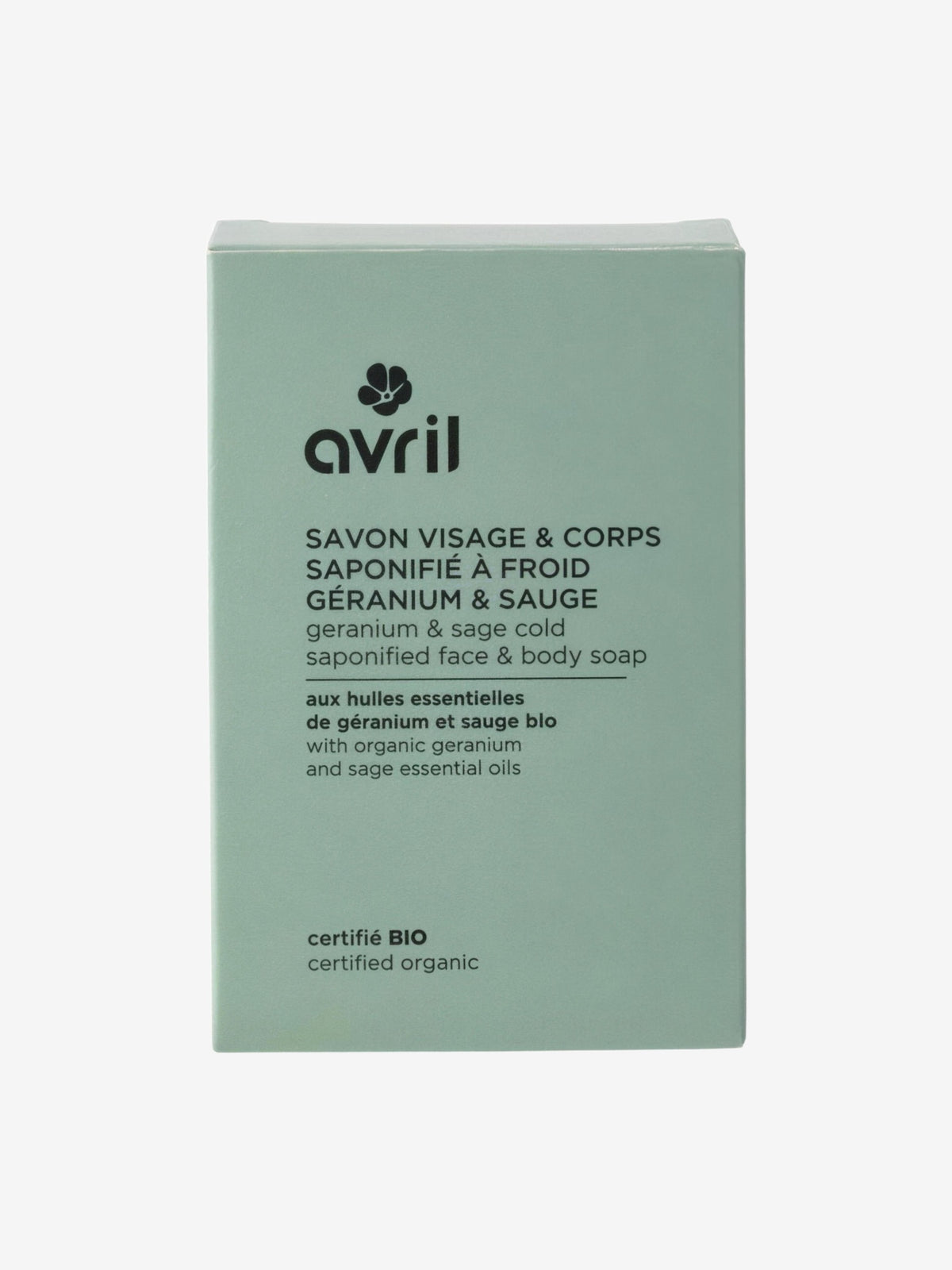 Savon à froid visage et corps Geranium Sauge 100g Avril - Herboristerie de Paris