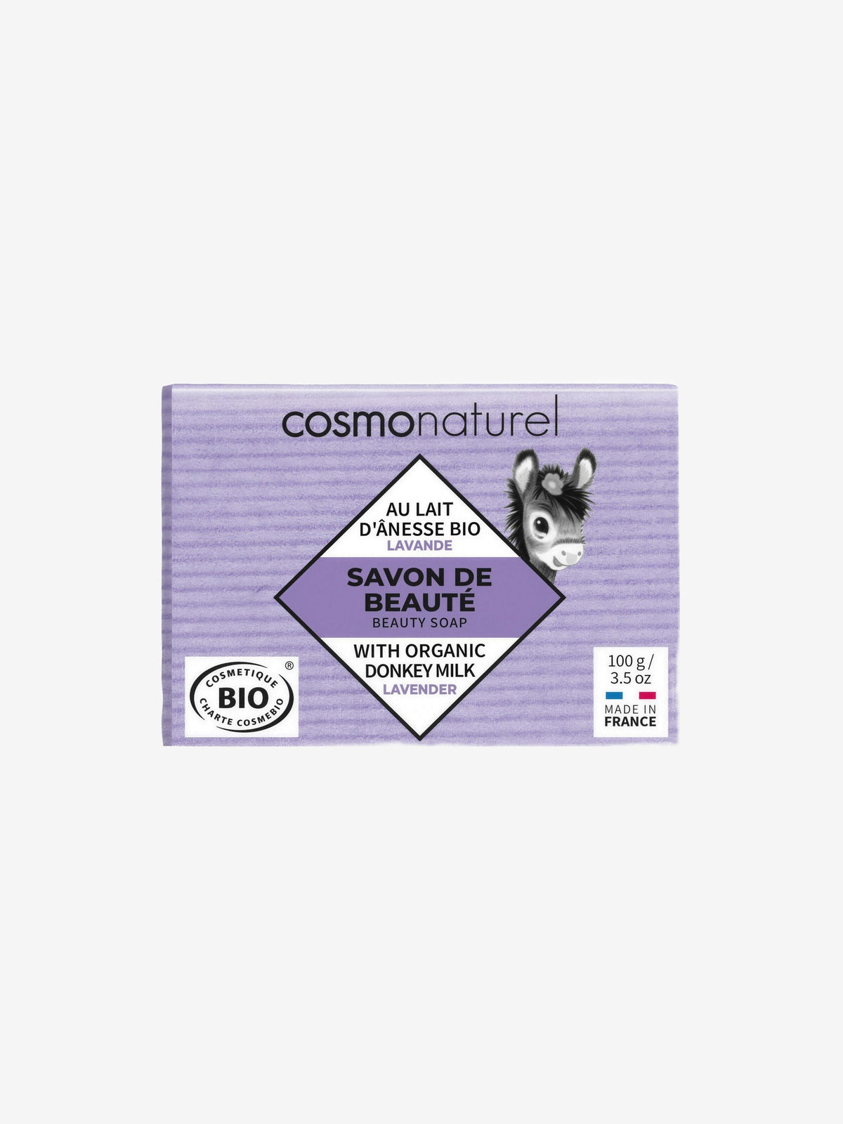 Savon au lait d'ânesse et à l'huile essentielle de Lavande 100g Cosmo Naturel - Herboristerie de Paris