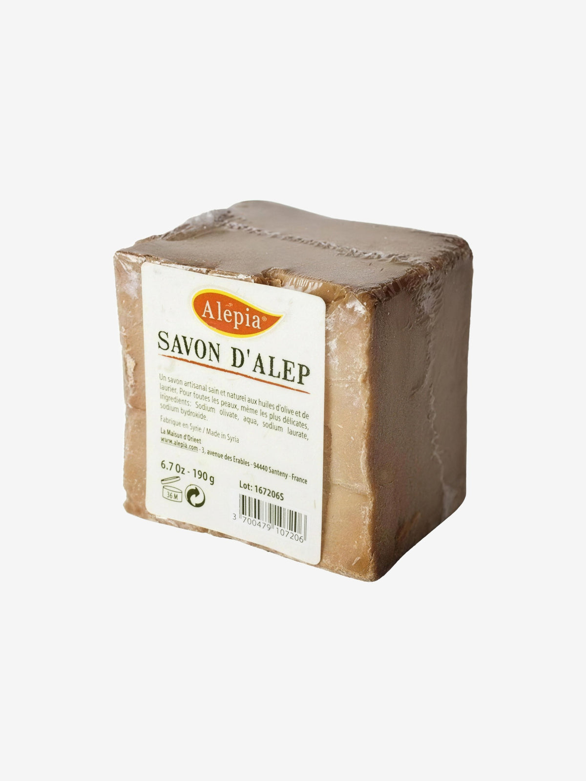 Savon d'Alep filmé peaux délicates 190 gr Alepia - Herboristerie de Paris