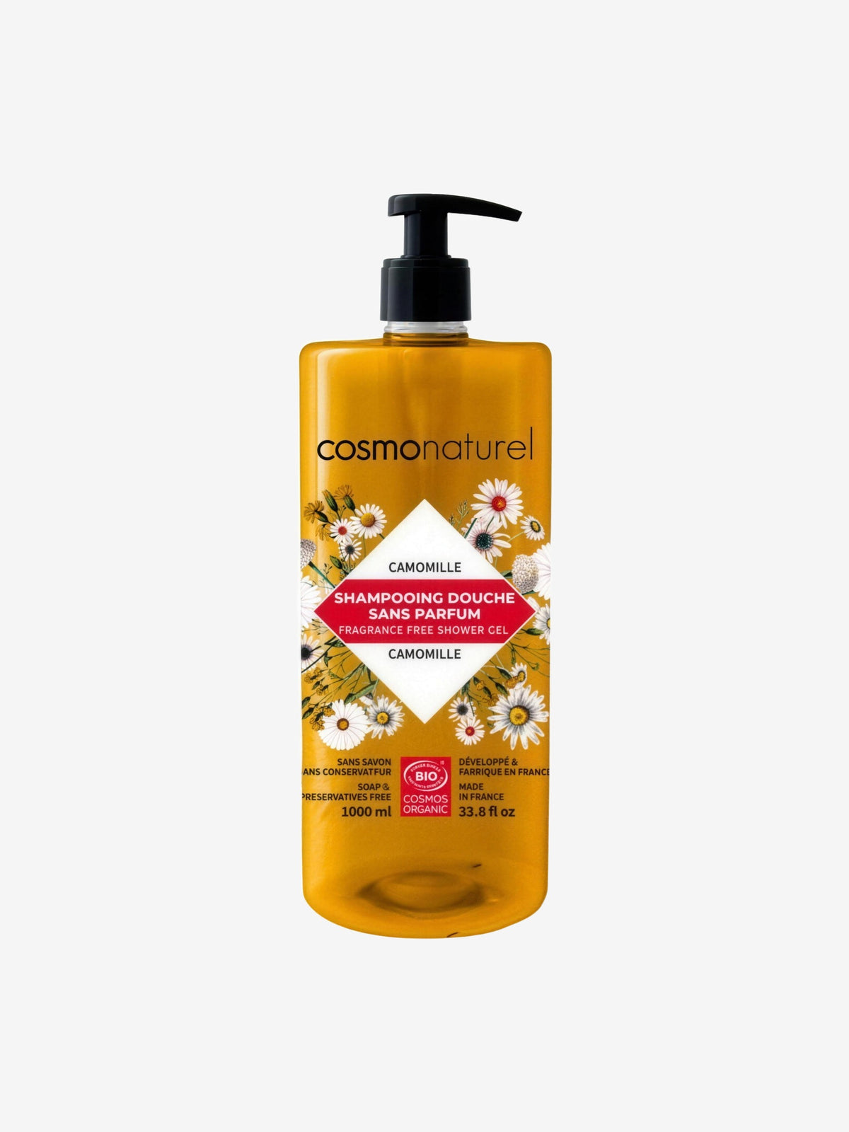 Shampoing douche sans parfum à l'extrait de Camomille 1L Cosmo Naturel - Herboristerie de Paris