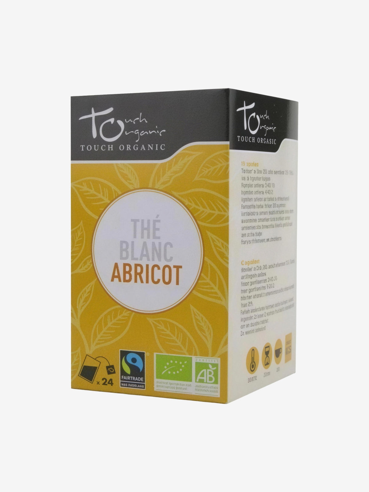 Thé blanc BIO à l'abricot 24 sachets 43g Touch Organic - Herboristerie de Paris