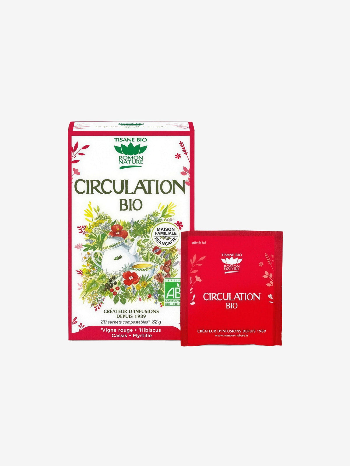 Tisane Circulation bio 20 sachets 32g Romon Nature - Herboristerie de Paris