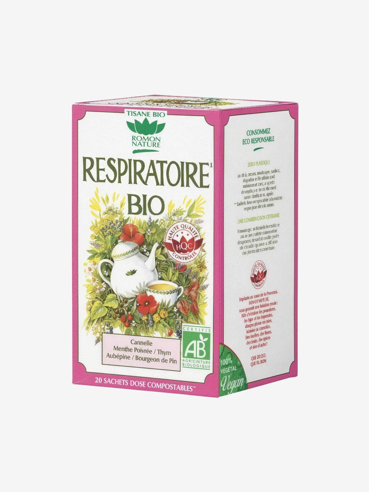 Tisane Respiratoire bio 20 sachets 32g Romon Nature - Herboristerie de Paris