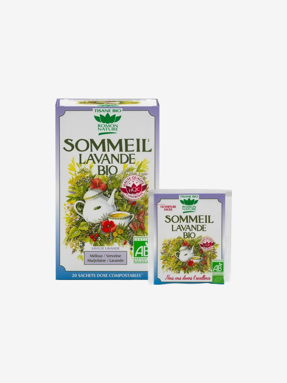Tisane Sommeil Lavande bio 20 sachets 32g Romon Nature - Herboristerie de Paris