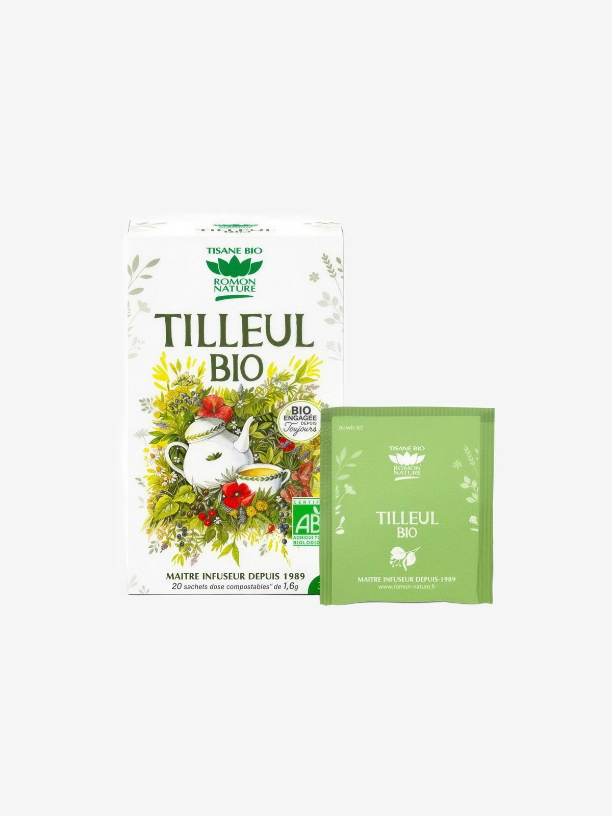 Tisane Tilleul bio 20 sachets 32g Romon Nature - Herboristerie de Paris