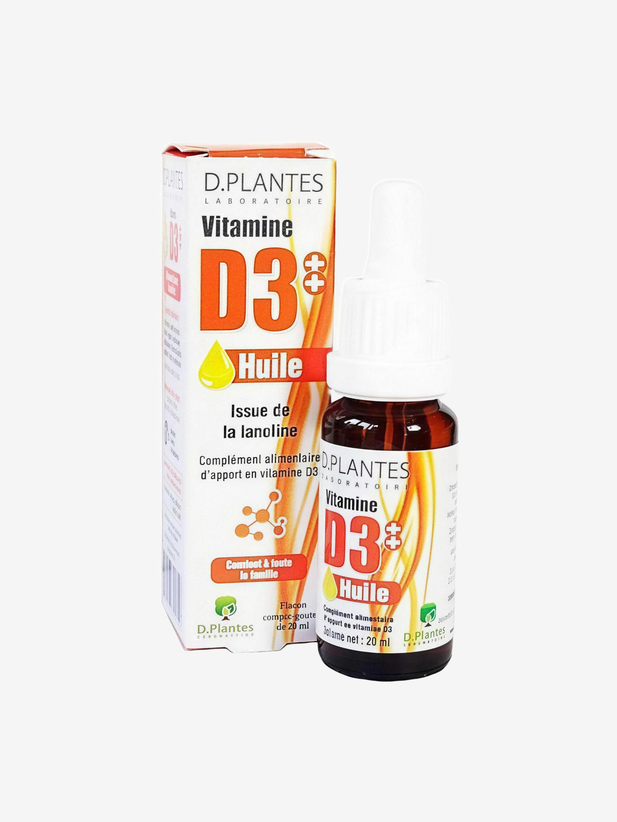 Vitamine D3++ 400 UI huile 20ml D-plantes - Herboristerie de Paris