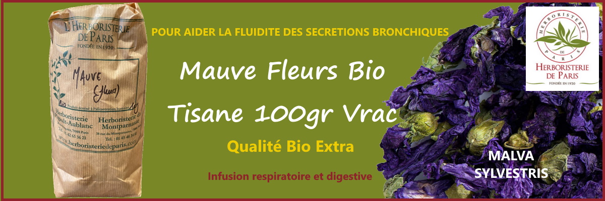 la mauve de la tisane touss bronches de l'herboristerie aide à apaiser les chatouillements de la gorge