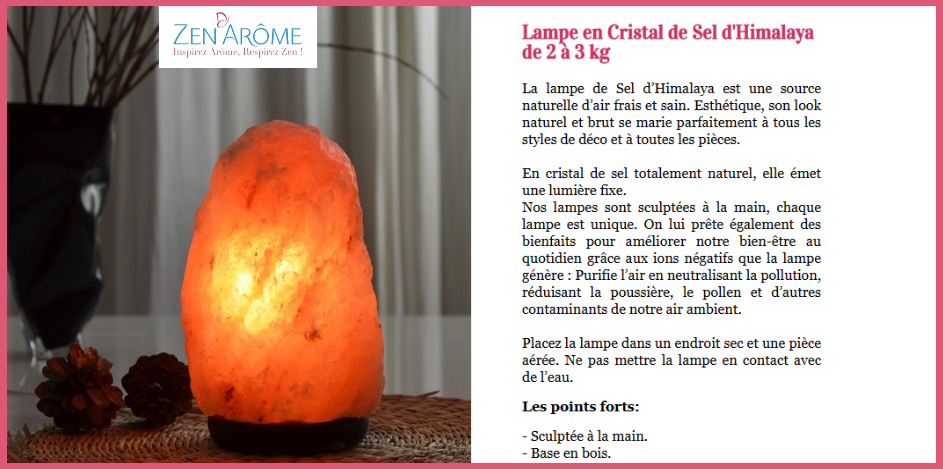la lampe en cristal de sel d himalaya 2 a 3 kg zen arome aide a purifier l air